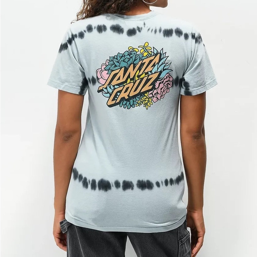 Woman Santa Cruz Skateboards Women's Tie-Dye Graphic Tee - Blue small